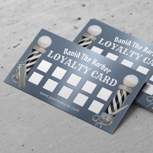 Barber Shop Hair Stylist Stoffig Blauw Metaal Klantenkaartje