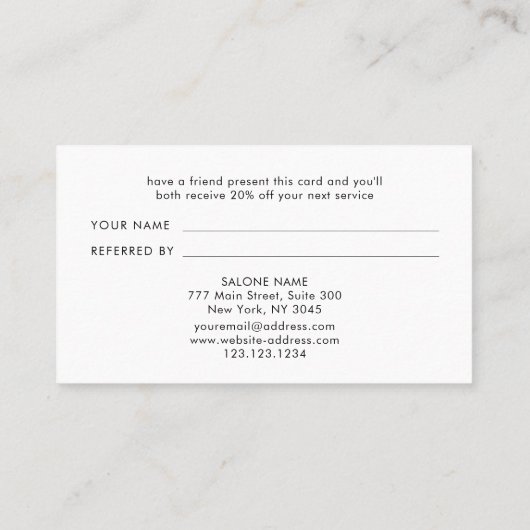 Barber Shop Hairdresser Black Copper Reference Kaa Aanbevelingskaartje (Achterkant)