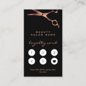 Barber Shop Hairdresser Black Copper Scissors Klantenkaartje (Voorkant)