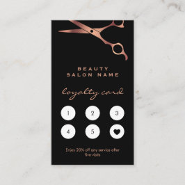 Barber Shop Hairdresser Black Copper Scissors Klantenkaartje