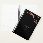 Barber Shop Hairdresser Black Copper Scissors Planner (Display)