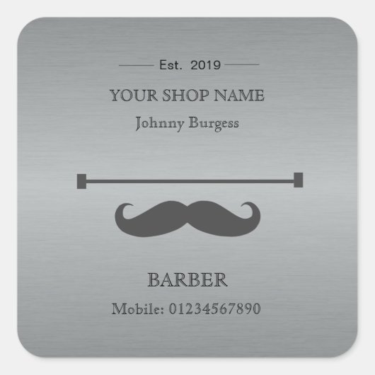 Barber Shop Hairdresser Hipster Professional Vierkante Sticker (Voorkant)