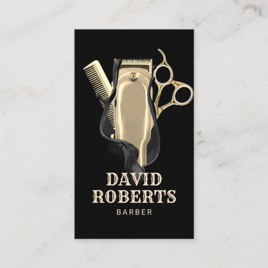 Barber Shop Hairdresser Modern Gold Barbershop Visitekaartje (Voorkant)
