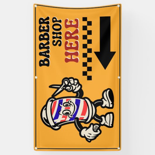 Barber Shop Here Pijl Sla linksaf Hek Advertentie Spandoek (Verticaal)