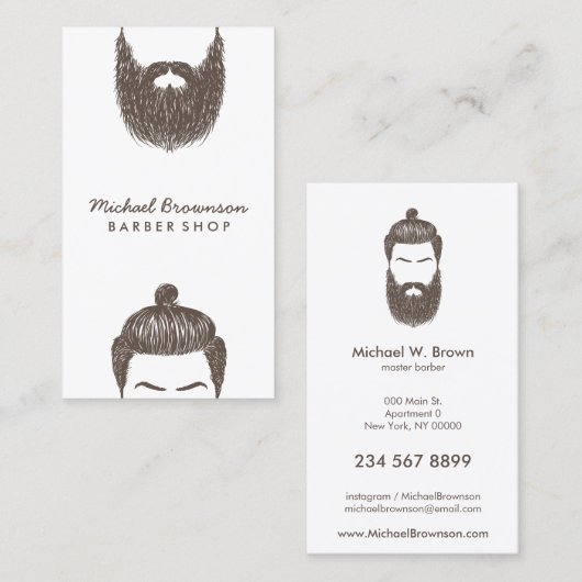 Barber Shop hipster beard mustache hair salon Visitekaartje (Voorkant / Achterkant)