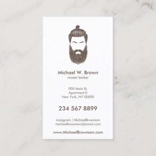 Barber Shop hipster beard mustache hair salon Visitekaartje (Achterkant)
