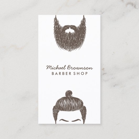Barber Shop hipster beard mustache hair salon Visitekaartje (Voorkant)