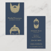 Barber Shop hipster beard mustache marine gold Visitekaartje (Voorkant / Achterkant)