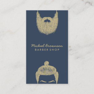 Barber Shop hipster beard mustache marine gold Visitekaartje