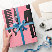 Barber Shop Icon Kapsel Kam en Schaar Cadeaupapier