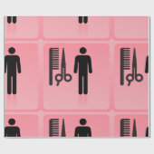 Barber Shop Icon Kapsel Kam en Schaar Cadeaupapier (Vlak)