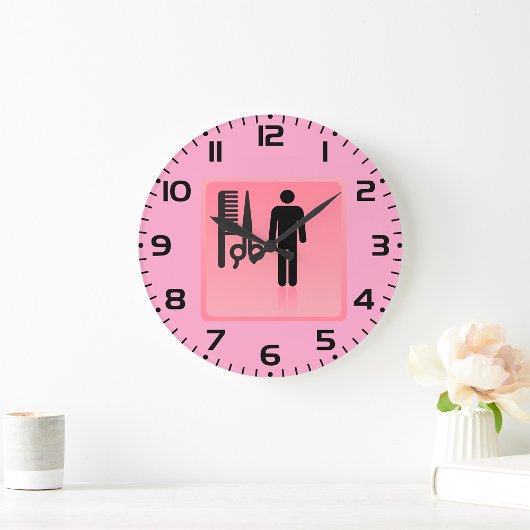 Barber Shop Icon Kapsel Kam en Schaar Grote Klok