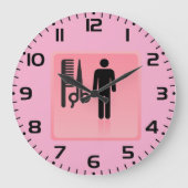 Barber Shop Icon Kapsel Kam en Schaar Grote Klok (Voorkant)