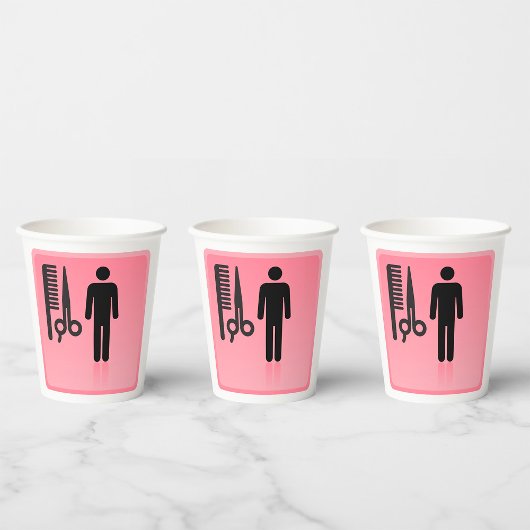 Barber Shop Icon Kapsel Kam en Schaar Papieren Bekers