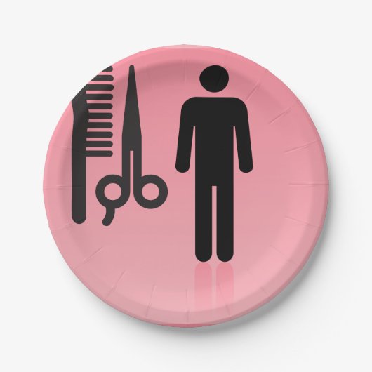 Barber Shop Icon Kapsel Kam en Schaar Papieren Bordje (Voorkant)