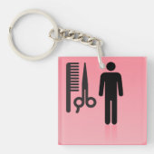 Barber Shop Icon Kapsel Kam en Schaar Sleutelhanger (Voorkant)