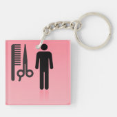Barber Shop Icon Kapsel Kam en Schaar Sleutelhanger (Achterkant)