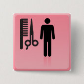 Barber Shop Icon Kapsel Kam en Schaar Vierkante Button 5,1 Cm (Voorkant)