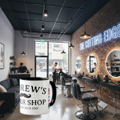 Barber shop koffie mok met palen en snor