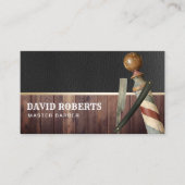 Barber Shop  Leather Razor Hair Stylist Visitekaartje (Voorkant)