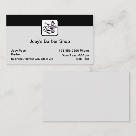 Barber Shop Lichte Visitekaartjes (Voorkant / Achterkant)