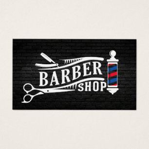 Barber Shop Logo bakstenen muur Visitekaartje