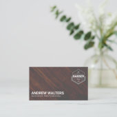 Barber Shop Logo | houten planken Visitekaartje (Staand voorkant)