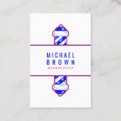 Barber shop logo navy red eenvoudige poel visitekaartje (Voorkant)