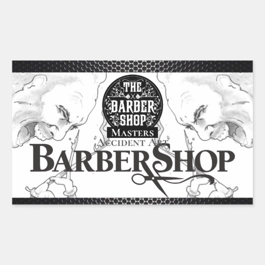 Barber Shop Logo Rechthoekige Sticker (Voorkant)