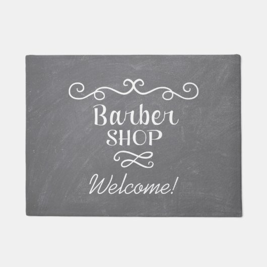 barber shop logo welkomstscript deurmat (Voorkant)
