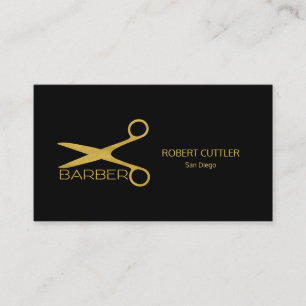 Barber shop luxe eenvoudig goud zwart visitekaartje