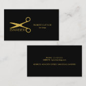 Barber shop luxe eenvoudig goud zwart visitekaartje (Voorkant / Achterkant)