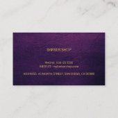 Barber shop luxe eenvoudige gouden paarse lederen  visitekaartje (Achterkant)