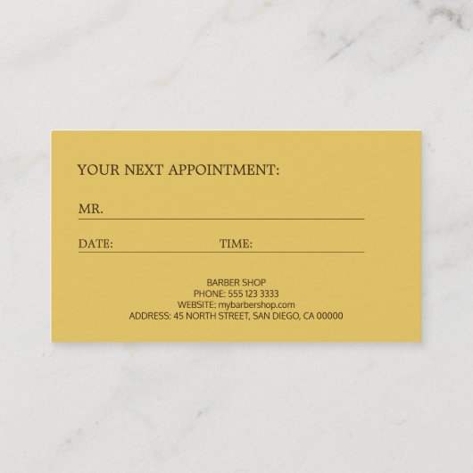 Barber shop luxe logo afspraak sjabloon afsprakenkaartje (Achterkant)