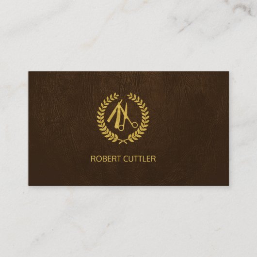 Barber shop luxe logo afspraak sjabloon afsprakenkaartje (Voorkant)