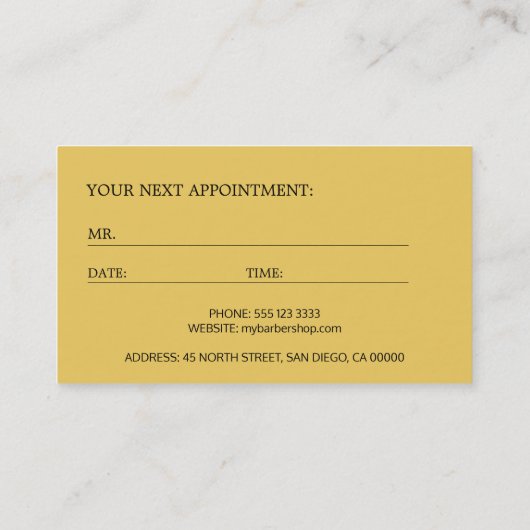 Barber shop luxe logo afspraak sjabloon afsprakenkaartje (Achterkant)