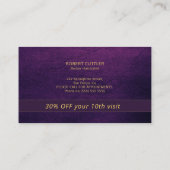 Barber shop luxe paarse lederen loyaliteit punch visitekaartje (Achterkant)