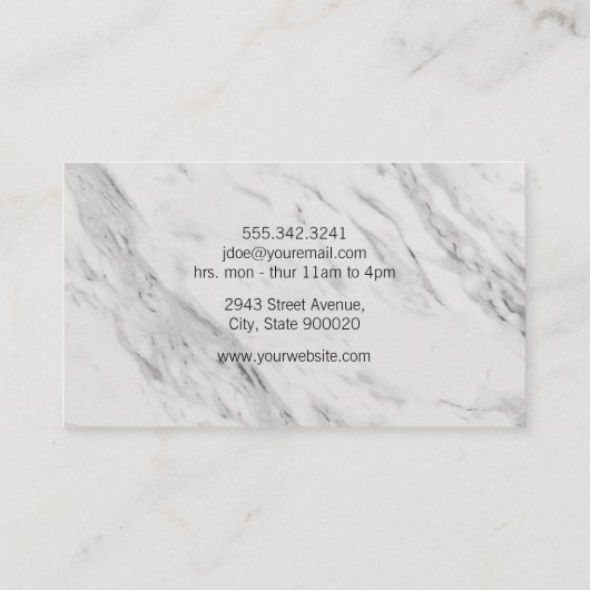 Barber Shop Marble Monogram Visitekaartje (Achterkant)