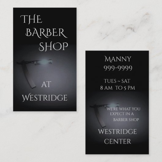 Barber Shop met recht Afbeelding in donkergrijs Visitekaartje (Voorkant / Achterkant)