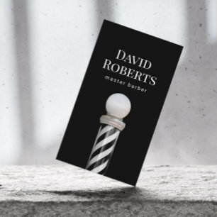 Barber Shop Minimalistisch Zwart Barber Pole Hair Visitekaartje