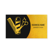Barber Shop Modern Black & Gold Hair Stylist