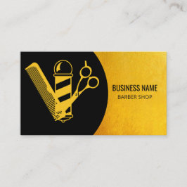 Barber Shop Modern Black & Gold Hair Stylist Visitekaartje