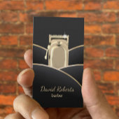 Barber Shop Modern Black & Gold Hair Stylist Visitekaartje
