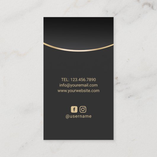 Barber Shop Modern Black & Gold Hair Stylist Visitekaartje (Achterkant)