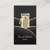 Barber Shop Modern Black & Gold Hair Stylist Visitekaartje (Voorkant)