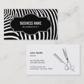 Barber Shop Modern Black & White Zebra Stripes Visitekaartje (Voorkant / Achterkant)
