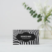 Barber Shop Modern Black & White Zebra Stripes Visitekaartje (Staand voorkant)