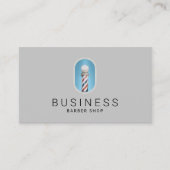 Barber Shop Modern Blauw Barber Pole Logo Haar Visitekaartje (Voorkant)