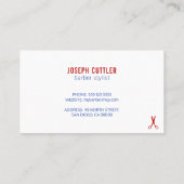 Barber shop modern wit rood blauw visitekaartje (Achterkant)