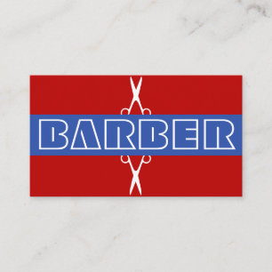 Barber shop modern wit rood blauw visitekaartje